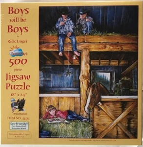 SunsOut ~ "Boys will be Boys" ~ 500 Piece Jigsaw Puzzle ~ Brand New ~ Sealed - Picture 1 of 3