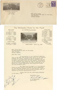 1948 Topeka Kansas Methodist Home for the Aged portada/membrete de Carrie Bond - Imagen 1 de 1