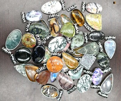 925 Argento Sterling Fatto A Mano Gioielli Lotto, Mix Design Argento Placcato. - Immagine 1 di 4