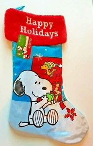 Neu! Peanuts by Schulz 20" Satin Weihnachtsstrumpf - Snoopy und Woodstock - Bild 1 von 2