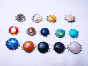 9 tipos redondos con incrustaciones de aleación joyería marcado collar pulsera cierre - Imagen 1 de 23