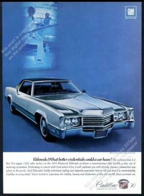 Cadillac Eldorado 1970 plata coche foto vintage anuncio impreso Foto 1 de 4