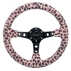 330mm Cheetah Suede Pink Steering Wheel Fit 6 hole Hub  - Picture 1 of 8