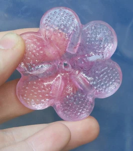 1 Vintage 2" Venetian Art Rose PINK Glass Flower Prism Part Italy fr Sconce Lamp - Picture 1 of 12