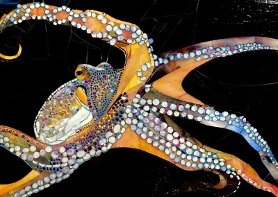 Arte original de mosaico de pulpo de vidrio Foto 1 de 2