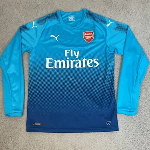 Arsenal FC Soccer Jersey Men S Puma Away 2017-2018 Blue Long Sleeve Fly Emirates - Picture 1 of 10