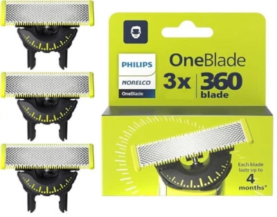 Original 3x Philips OneBlade 360 Ersatzklinge OneBlade QP430/50 3er-Pack-DE-