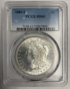 1883-S Morgan Silver Dollar, MS61 PCGS (6443) - Picture 1 of 3
