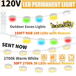 LED Permanent Outdoor DIY Lights, LED Eave Connectable Christmas String Lights - Picture 1 of 45