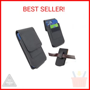 AIScell Wallet Case Vertical Black Leather Sleeve Pouch Rotating Belt Clip Holst - Picture 1 of 2