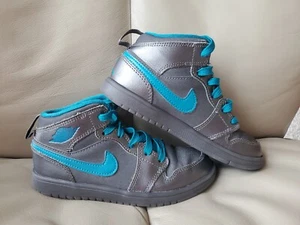 AIR JORDAN 1 MID FLEX Size 13c Kids Silver Dark Gray 555111-027 Basketball - Picture 1 of 18