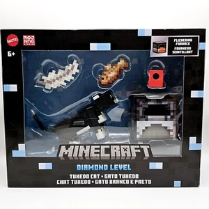 Minecraft Diamond Level Tuxedo Cat Figure With Accessories - NEW - Picture 1 of 2