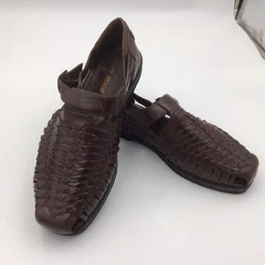 Deer Stags Brown Woven leather Fishermans Sandals Size 13D  mens VGUC worn once - Picture 1 of 6