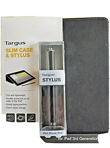 NEW Targus Slim Case & Stylus Grey For Ipad 3rd 4th Generation Magnetic On