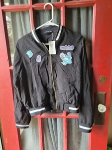 HOT TOPIC Disney Alice in Wonderland Satin Bomber Jacket Patches New Size M - Picture 1 of 4