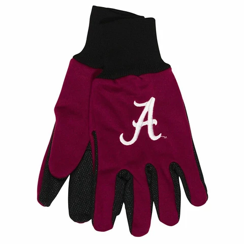 FOCO NCAA Alabama Crimson Tide Embroidered Utility Gloves Pr. One Size Fits Most Cover