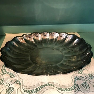 Vintage Reed & Barton Silverplated Holiday Oval Scalloped Serving Dish 15x11" - Image 1 of 4