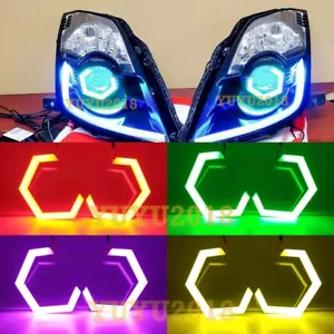Hexagon RGB halo ring for Nissan 350Z 06-09 Flash DRL BT APP LED angel eye lamp - Picture 1 of 15