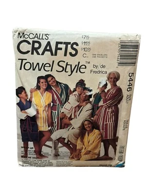 Mccalls Crafts 5446 Towel Style Robe Vintage Sewing Pattern Adult 1991 - Image 1 of 4