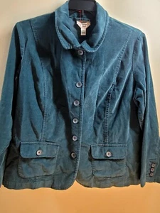 Talbots Womens Jacket Size 16W Green Corduroy Blazer Stretch Relaxed Pockets - Picture 1 of 10