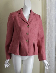 Talbots Sz 6 Pink Woven Wool Melange Feminine Pleated Lovely Blazer Jacket S M - Picture 1 of 4