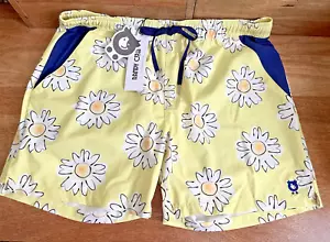 Randy Cow Men's L Swim Shorts Trunks w/Waterproof Pocket Lemon Yellow Daisy NEW! - Picture 1 of 14