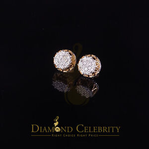 0.08ct Diamond 925 Sterling Yellow Silver for Men's & Womens Stud Crown Earrings