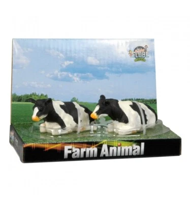 KIDS GLOBE Van Manen Kuh schwarz/weiß liegend sort. 2 Stück im Maßstab 1:32