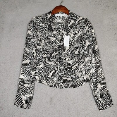 ASTR The Label Top Women's Small Black Houndstooth Shoulder Pads Blouse NWT - Image 1 of 4
