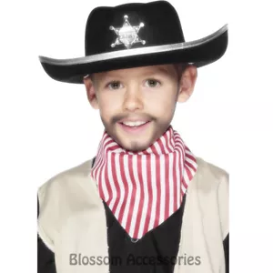 A887 Western Sheriff Black Cowboy Hat with Badge Wild West Costume Accessory - Picture 1 of 2