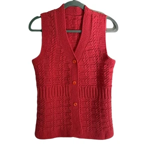 Handmade Sleeveless Knit Vest Top Button Down Coral Career Casual Medium - Picture 1 of 3