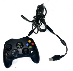 Original Xbox OEM Controller S Type Black X08-69873 w/ Breakaway Cable - Picture 1 of 5