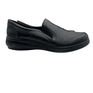 EASY STREET WOMEN'S SHOE CASUAL ULTIMATE COMFORT SLIP ON FLATS BLACK 9W WIDE NEW - Picture 1 of 10