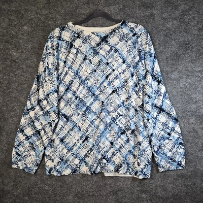 TALBOTS Sweater Womens 3X Blue Geometric Boatneck Artsy Statement New - Image 1 of 4