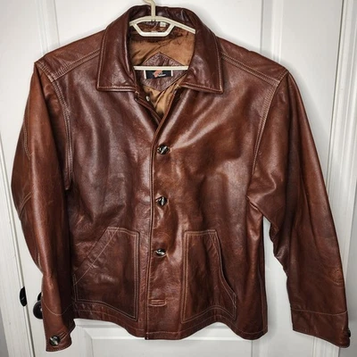 VTG Red Wing Boots Leather Jacket Coat Eric Clapton Edition Men XL Brown Button - Image 1 of 4