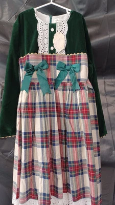 Vestido Pettigirl Meninas Roupas de Natal Laço Xadrez Arcos 12 Novo com etiquetas Novo ilhó verde - Imagem 1 de 4