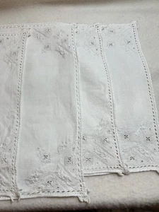 Menge 15 Antik Vintage Leinen Baumwolle Spitze Tischsets Cutwork Bestickt Elfenbein - Bild 1 von 21