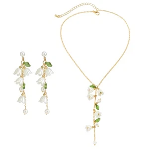 Earring Necklace Summer Preal Flower Leaf Dangle Earring for Women Girl Teen - Picture 1 of 9