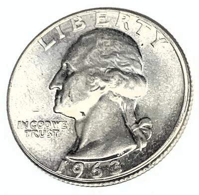 #  C2985    WASHINGTON   QUARTER   COIN,    1963 - Image 1 of 2