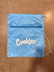 Cookies Blue Drawstring Backpack with Front Zipper Pocket – Lightweight Bag - Picture 1 of 2
