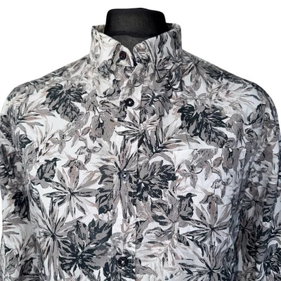 JOE BROWNS Shirt Mens XL (47-48") Long Sleeve White with Green Leaf Design - Изображение 1 из 4