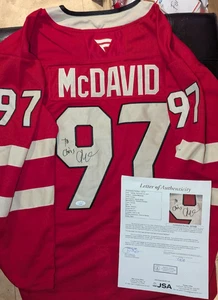 EDMONTON OILERS CONNER MCDAVID SIGNIERT 2025 VIER NATIONEN KANADA TRIKOT JSA - Bild 1 von 6