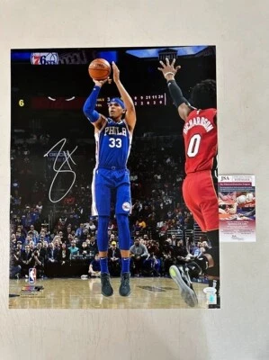 托比亚斯·哈里斯签名亲笔签名费城 76 人队 16x20 照片 JSA — 第 1/3 张图片