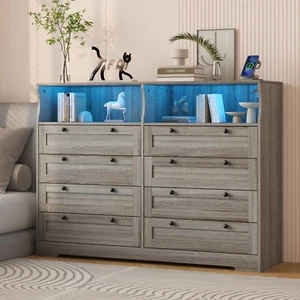 Wood Dresser for Bedroom with 8 Drawers Storage Cabinet Modern Chests of Drawer - Picture 1 of 58