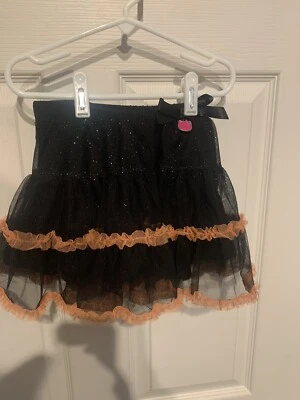 Falda Tutú Hello Kitty Halloween Negra y Naranja Niño Pequeño Talla 3T Tul Foto 1 de 4