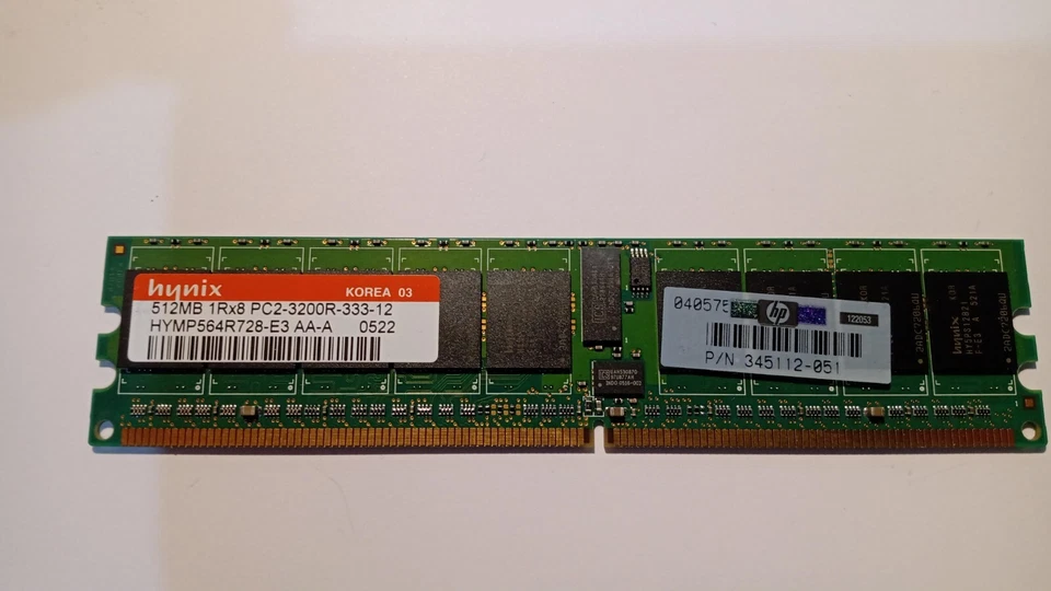 512MB PC2-3200R-333-12 HYMP564R728-E3 AA-A HYNYX RAM - Immagine 1 di 1