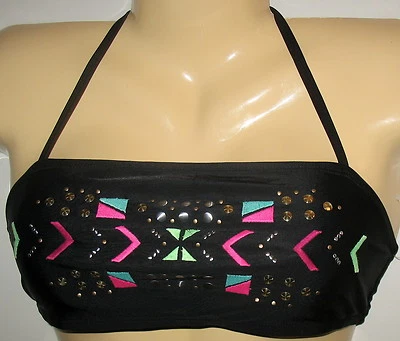 XHILARATION - NUEVO - NIÑA XL (14-16) - TRAJE DE BAÑO NEGRO ADORNADO TOP   Foto 1 de 3