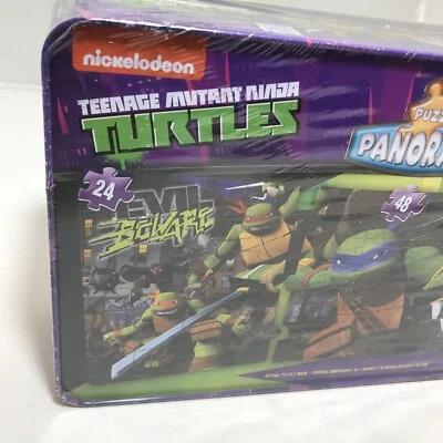 Nickelodeon Teenage Mutant Ninja Turtles 3 en 1 Puzzle Panorama Caja de Lata Nuevo Foto 1 de 4
