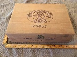 Vintage  WEBSTER TOBACCO CO ALBANY VOGUE CIGAR Wooden Box Very Nice Shape - Picture 1 of 10