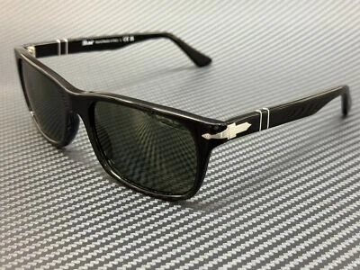 PERSOL PO3048S 95 31 Black Rectangle Square Men's Sunglasses 58 mm - Image 1 of 4